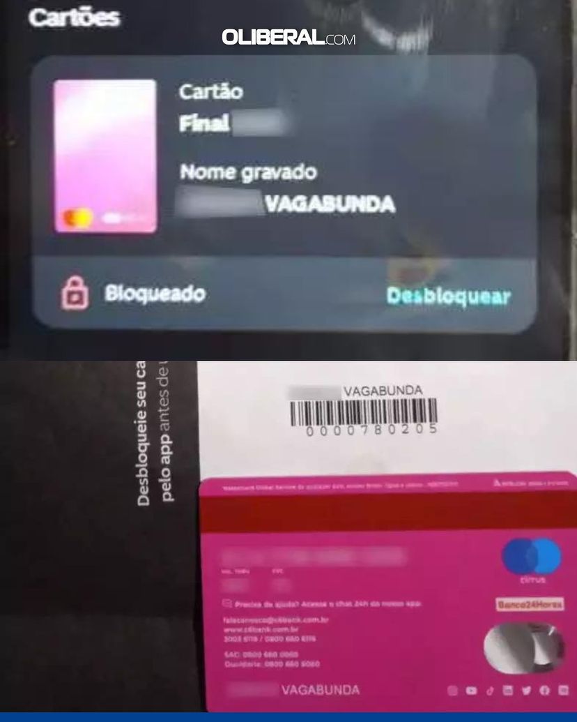 Mulher recebe cartão de crédito com o sobrenome “vagabunda” e processa banco digital