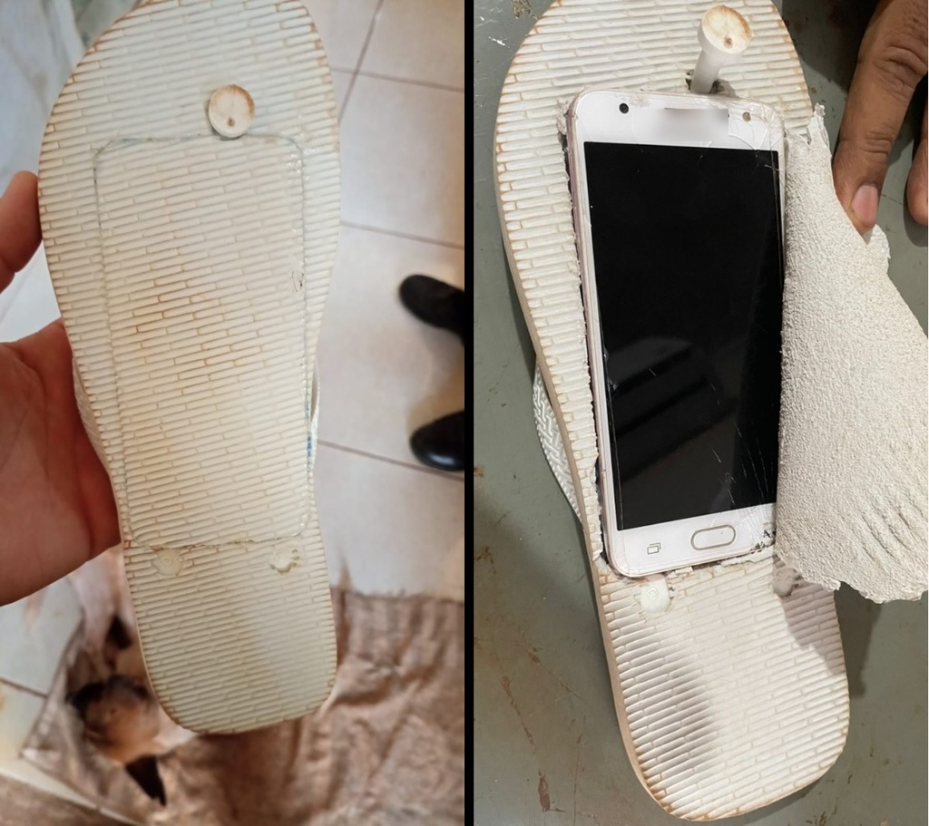 Haja criatividade: preso é flagrado com celular dentro de chinelo de dedo