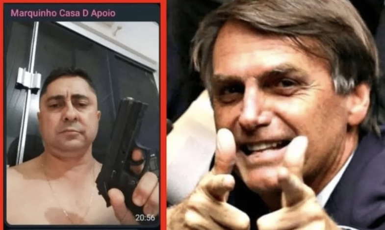 SEM CAMISA E COM UMA ARMA NA MÃO, VEREADOR BOLSONARISTA DE QUIRINÓPOLIS-GO AFIRMA: “PT COMIGO É NA BALA”