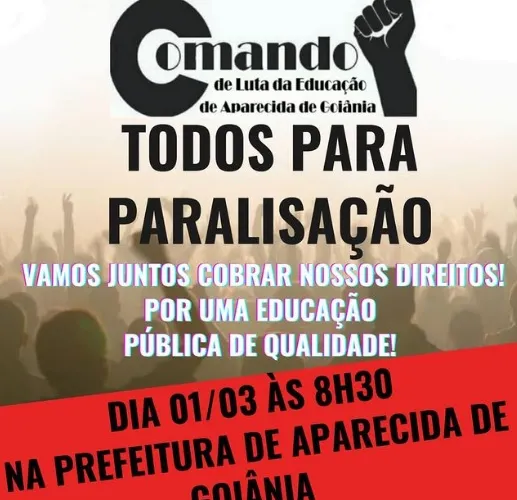 Trabalhadores da Educação de Aparecida organizam paralisação para esta quarta-feira