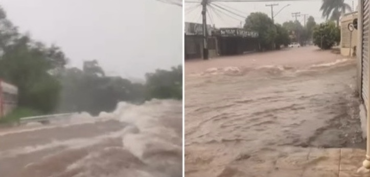 Córrego transborda, invade boate e arrasta palco e som para o meio da Avenida Anhanguera